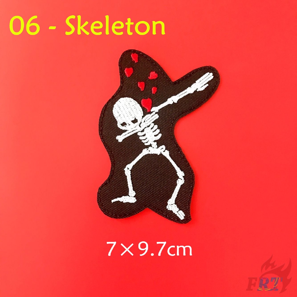 ☸ Sticker Ủi Thêu Hình Đầu Lâu / Dơi / Mèo / Ngựa / Bướm / Rồng ☸ 1 Miếng Dán Ủi Quần Áo Hình Đầu Lâu Halloween