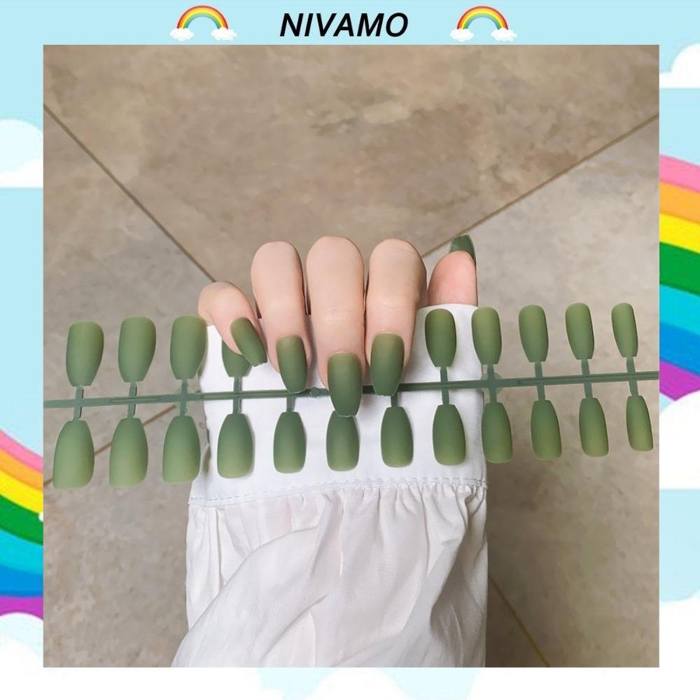 Set 24 nail giả úp đẹp Nivamo móng tay giả nhám trơn lì nhiều màu cute MG13