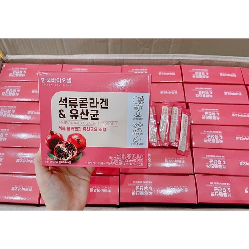Bột Collagen Lựu Đỏ Bio Cell Hàn Quốc, Hộp 30 Gói * 2g, Giúp Da Căng Bóng, Mịn Màng, Sân Chắc