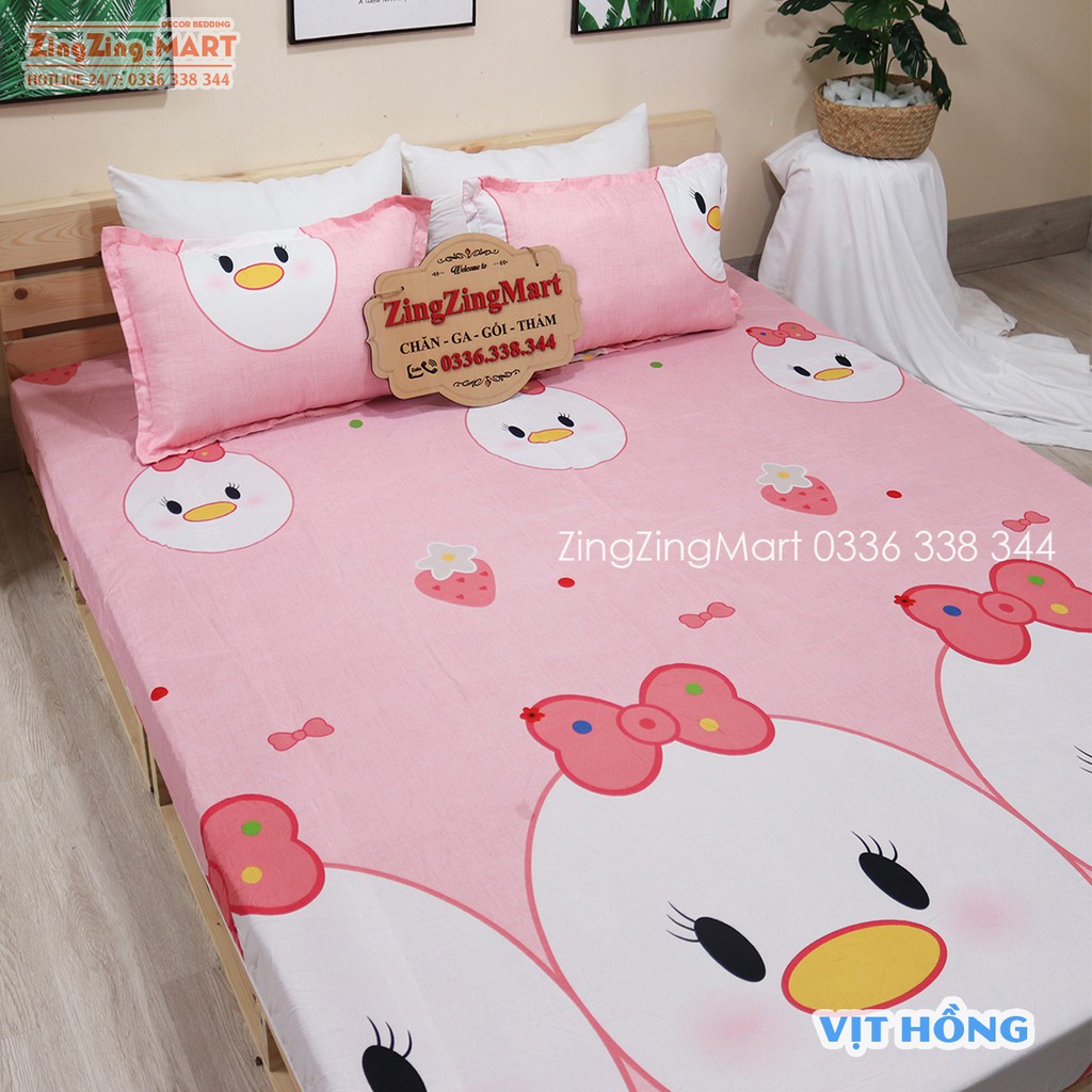 (SIÊU RẺ) Bộ ga và 2 vỏ gối nằm Cotton Poly Nhiều Mẫu hàng loại I