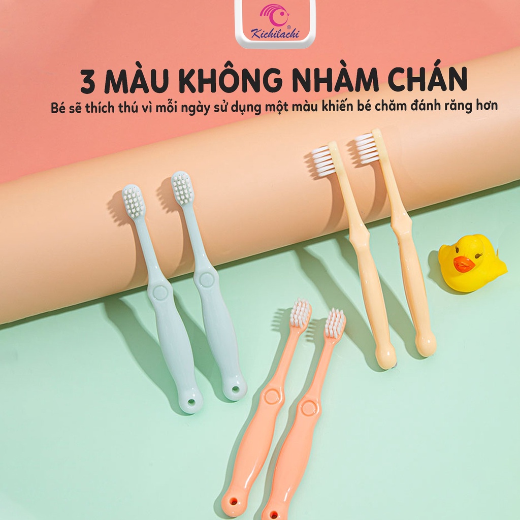 Set 3 bàn chải Kichi Kichilachi - bàn chải đánh răng an toàn tiện lợi tiết kiệm cho bé