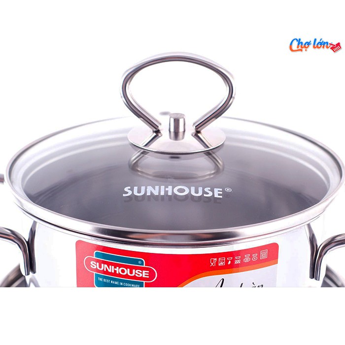 bộ nồi inox 3 đáy sunhouse SHG686