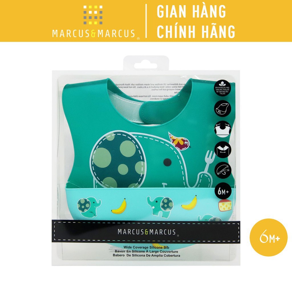 Yếm silicon ăn dặm cổ dán cao cấp an toàn cho bé từ 6 tháng Marcus & Marcus chính hãng - Ollie - Liin Shop