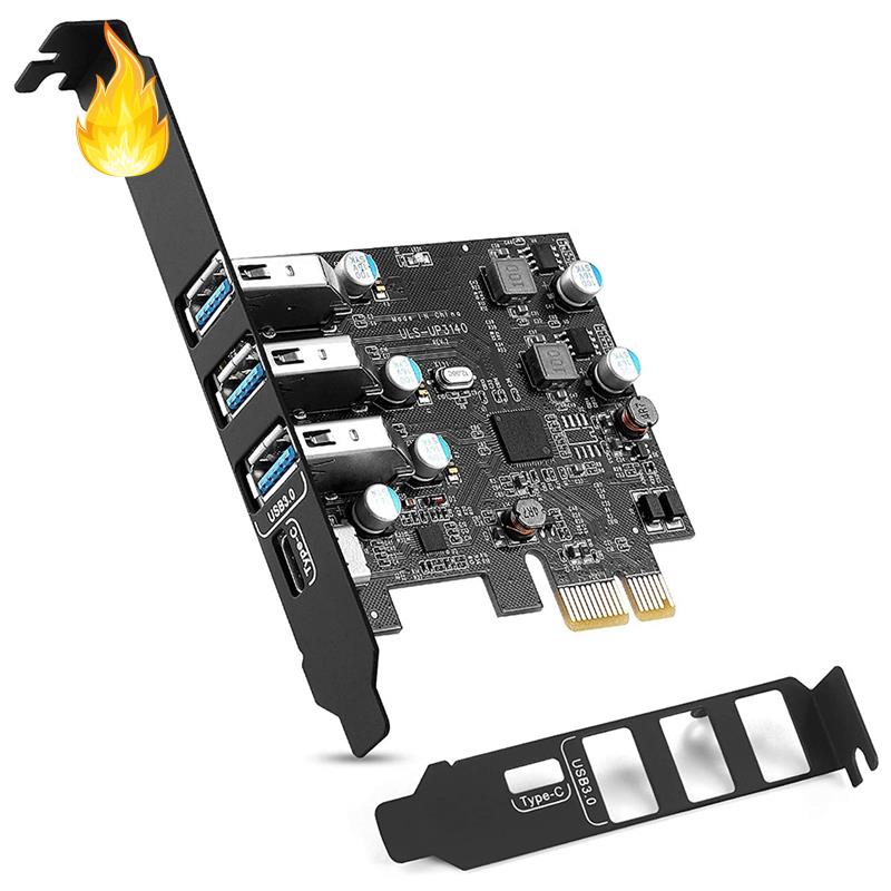 Card Mở Rộng PCI-E Sang USB 3.0 Type C +3 4 Cổng USB 3.0