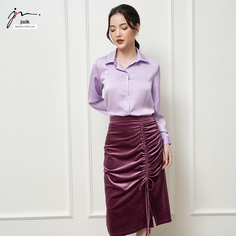 Chân váy nhung chữ a, chân đầm công sở nữ suông thu đông màu đen đỏ nâu thiết kế Hàn Quốc Meedi N.CVD-01 - jisilk | BigBuy360 - bigbuy360.vn