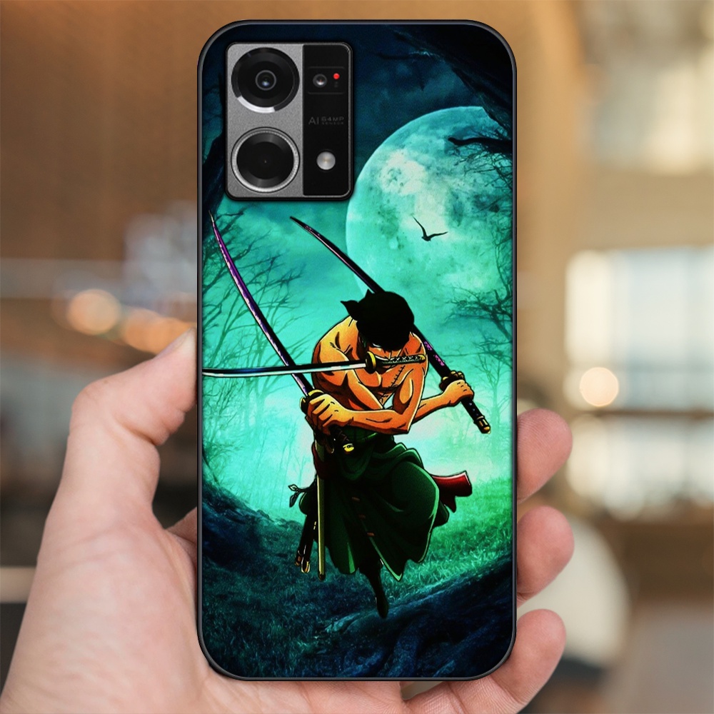 Ốp lưng Oppo Reno 7 4G viền đen in hình Zoro One Piece