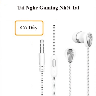 Tai nghe gaming nhét tai có dây giắc cắm 3.5mm loa kép chống ồn