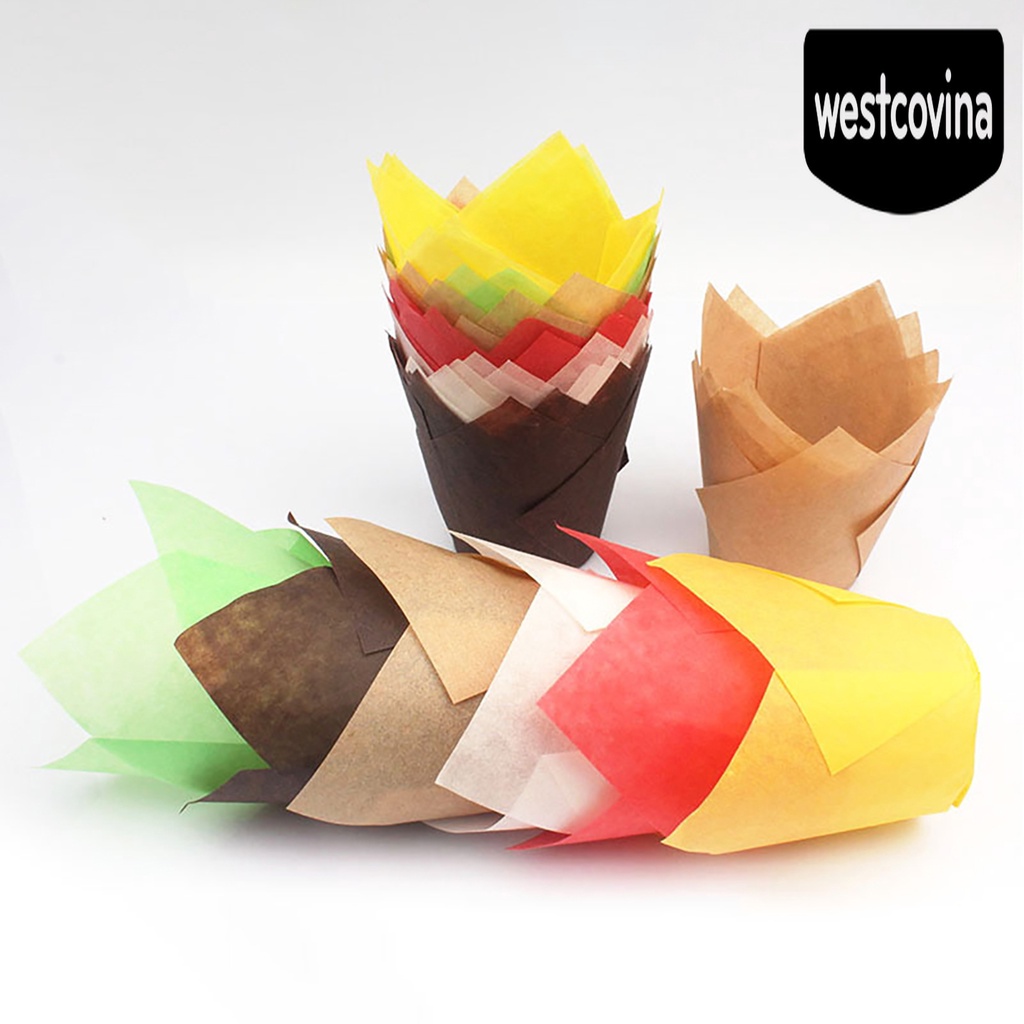 [Hot]☀ Set 50 Giá Đỡ Giấy Làm Bánh Muffin Chống Dầu Hình Hoa Tulip
