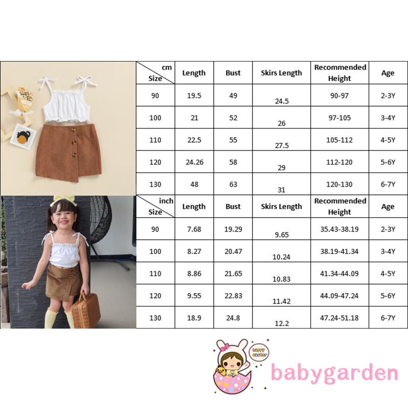 Bộ áo hai dây + chân váy mini co giãn màu nâu cho bé gái