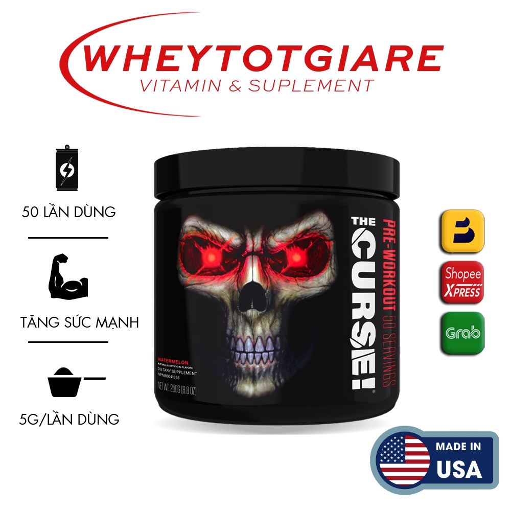Nước Uống Thể Thao PRE-WORKOUT THE CURSE 50 Lần Dùng,Kích Thích Tập Luyện,Tỉnh Táo,Tập Trung-Hàng Hãng Phân Phối