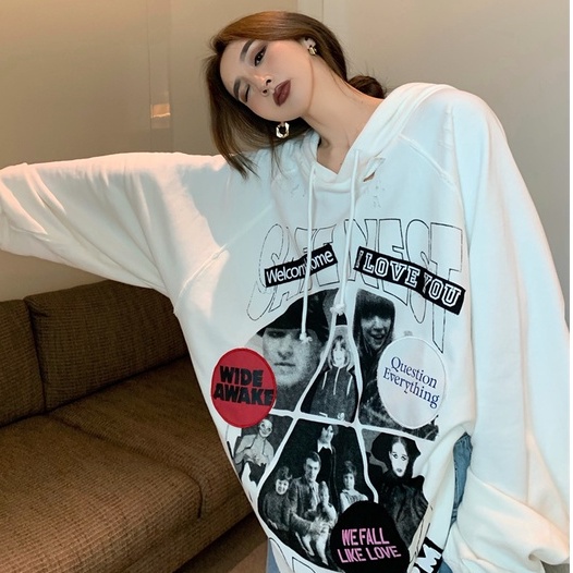 Áo Hoodie Form Rộng Thời Trang Năng Động Cho Nữ