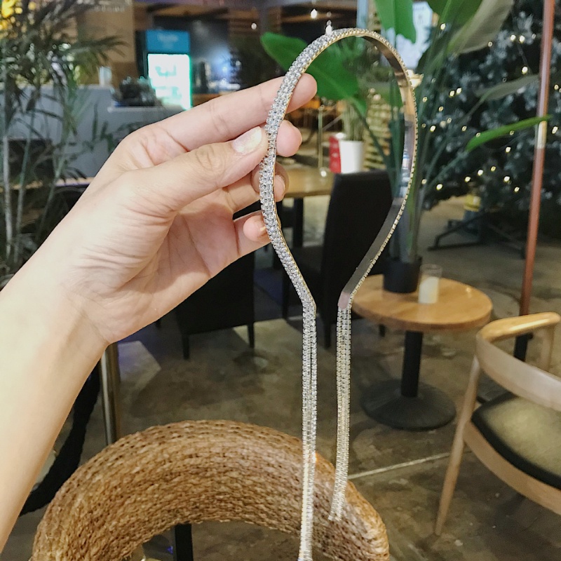 Băng Đô Đính Đá Co Giãn Tốt Phối Tua Rua Lưng Độc Đáo Thời Trang