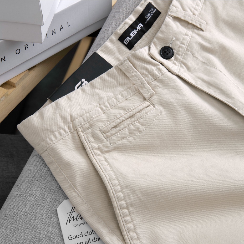 Quần short Kaki Garmẹnt màu kem co giãn, năng động, trẻ trung - Bubman