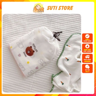 Chăn xô/chăn đắp, khăn tắm xô 10 lớp bo viền, thoáng khí cho bé