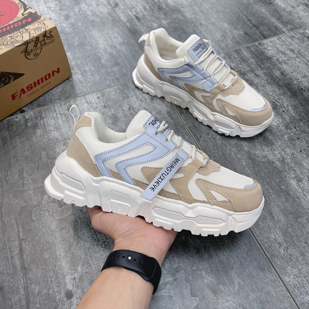 [FreeShip - Bản mới nhất] Giày thể thao nam, giày sneaker kem nâu phản quang z392