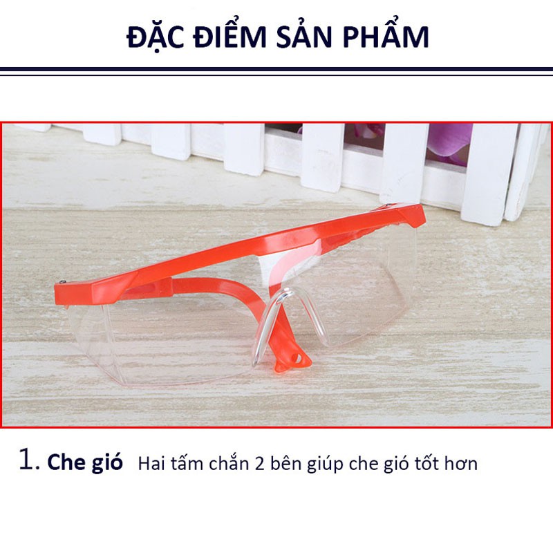 Kính bảo hộ MK-01 chống văng bắn vi khuẩn, chống tia UV giúp che gió che cát bụi, chống tia UV, chống va đập,(Màu đen)