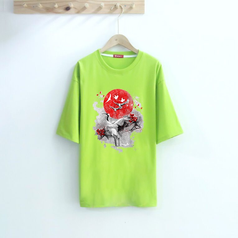 Áo phông unisex họa tiết Cò trắng, Áo thun cotton phong cách cho cả Nam Nữ.