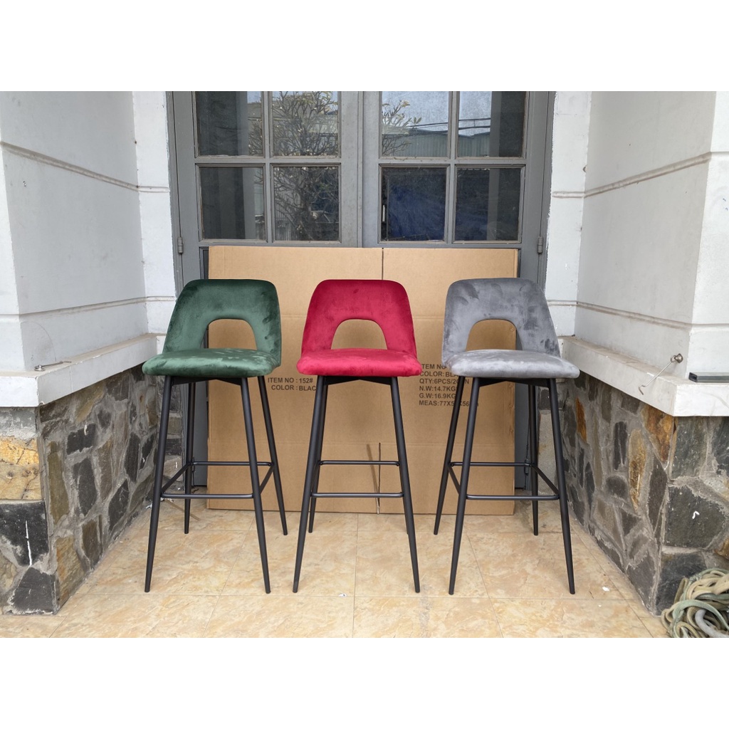 Ghế bar nệm nhung hoặc giả da mẫu sang trọng chân sơn tĩnh điện cố định TM275