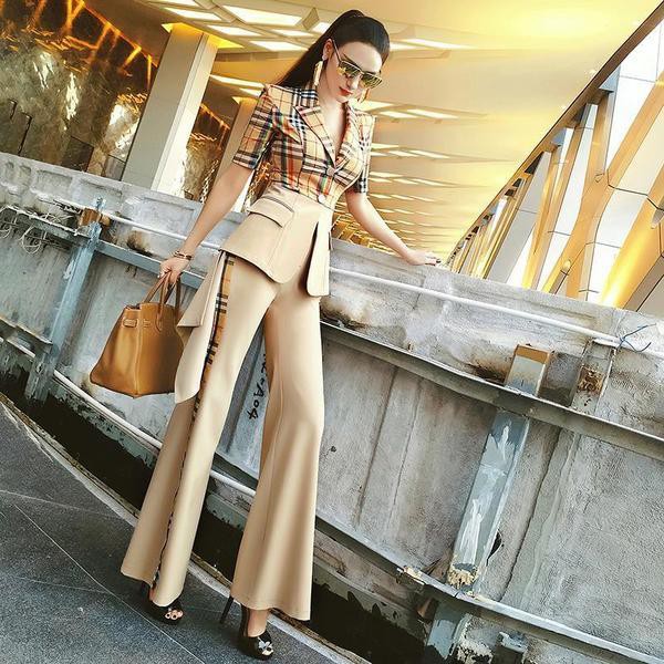 Jumpsuit Tay Ngắn Cổ Bẻ Chiết Eo Thời Trang Mùa Hè