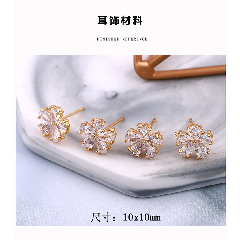 Bông Tai Mạ Vàng 18k Đính Đá Zircon 925 Đơn Giản