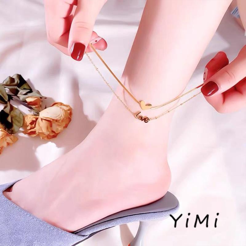 Lắc Chân Vàng Hai Lớp Hình Trái Tim Mới