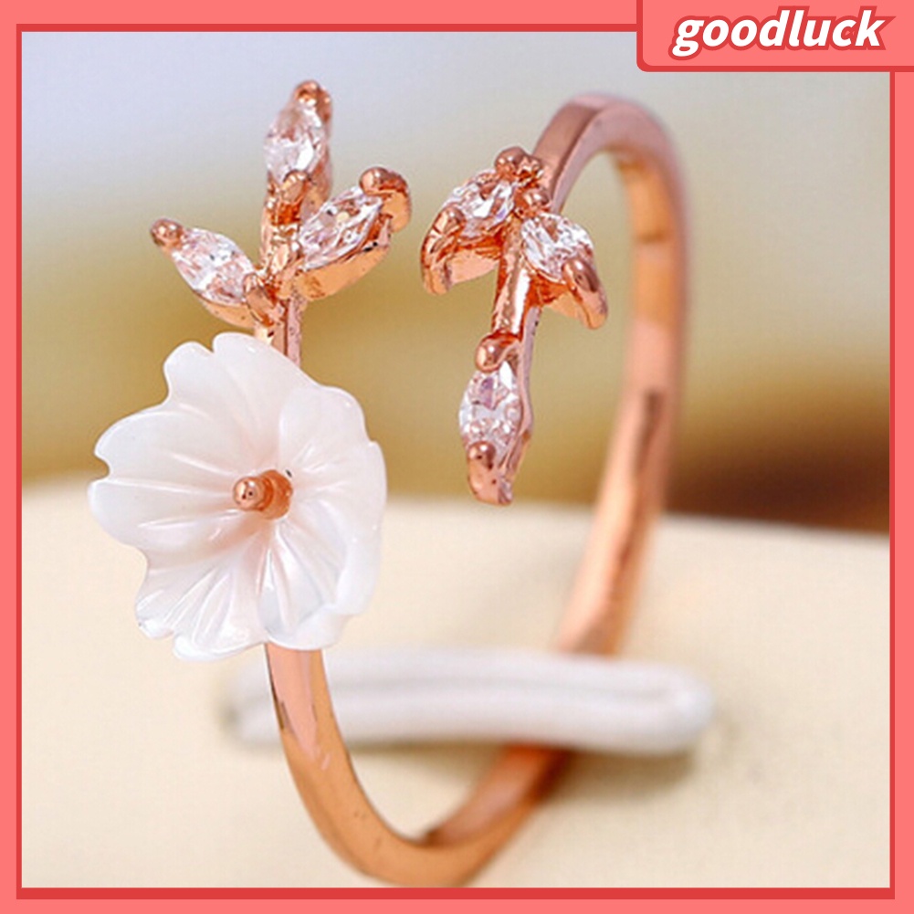 Nhẫn Hở Chất Liệu Hợp Kim Hình Hoa Đính Đá Xinh Xắn
