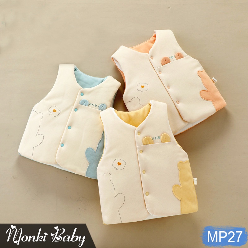 Áo gile sơ sinh cotton đệm bông mềm mại cho bé 0-1 tuổi, chất vải dầy dặn giữ ấm tốt, thoáng khí, thấm hút mồ hôi | MP27
