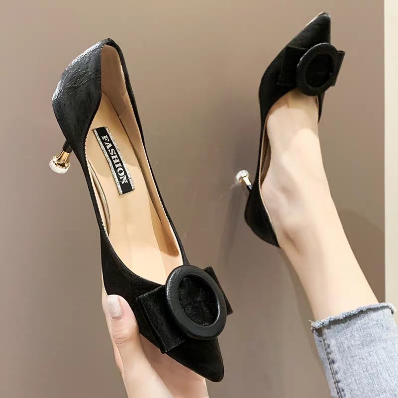 Giày gót vuong da mềm hàng vnxk