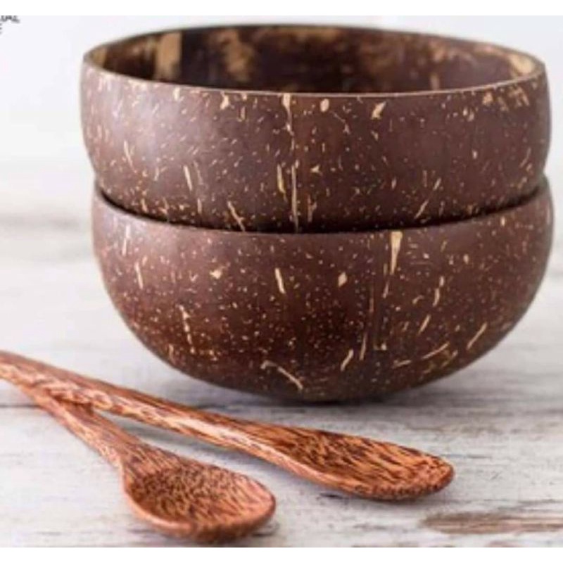 Bộ bát gáo dừa muỗng gỗ cao cấp ăn ngũ cốc, trộn bột