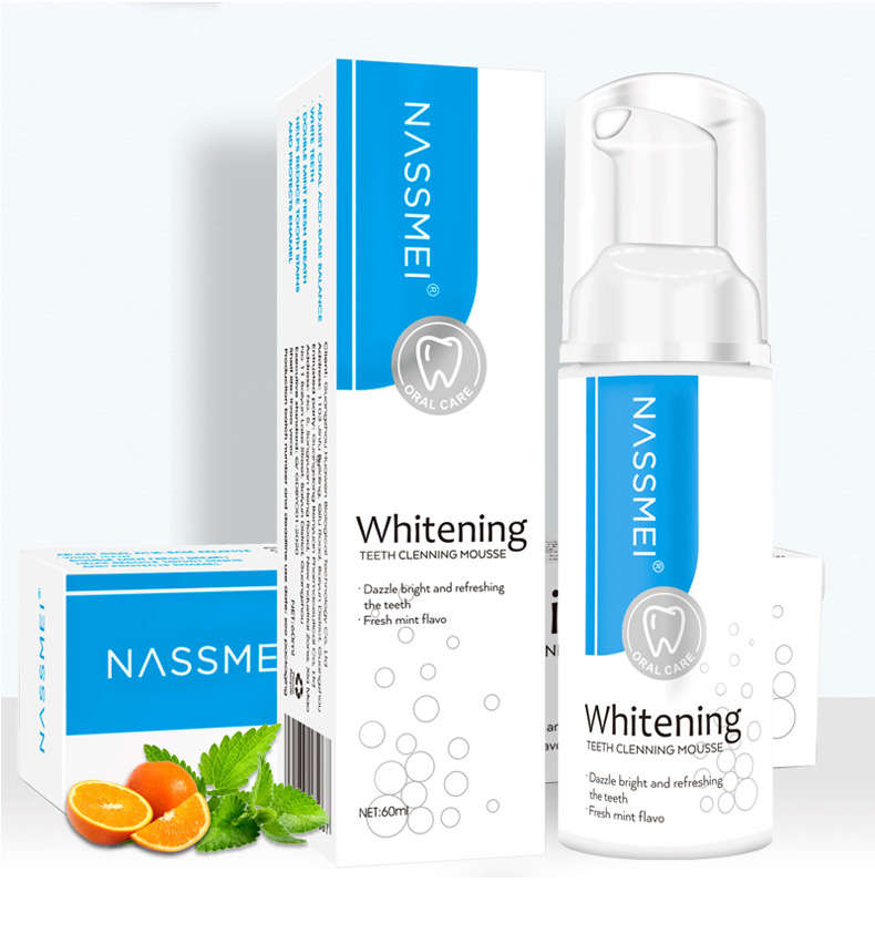 NASSMEI Bọt Tẩy Trắng Răng Làm Sạch Răng Khử Mùi Hôi Miệng Mousse Teeth Whitening Clean Teeth 60ml