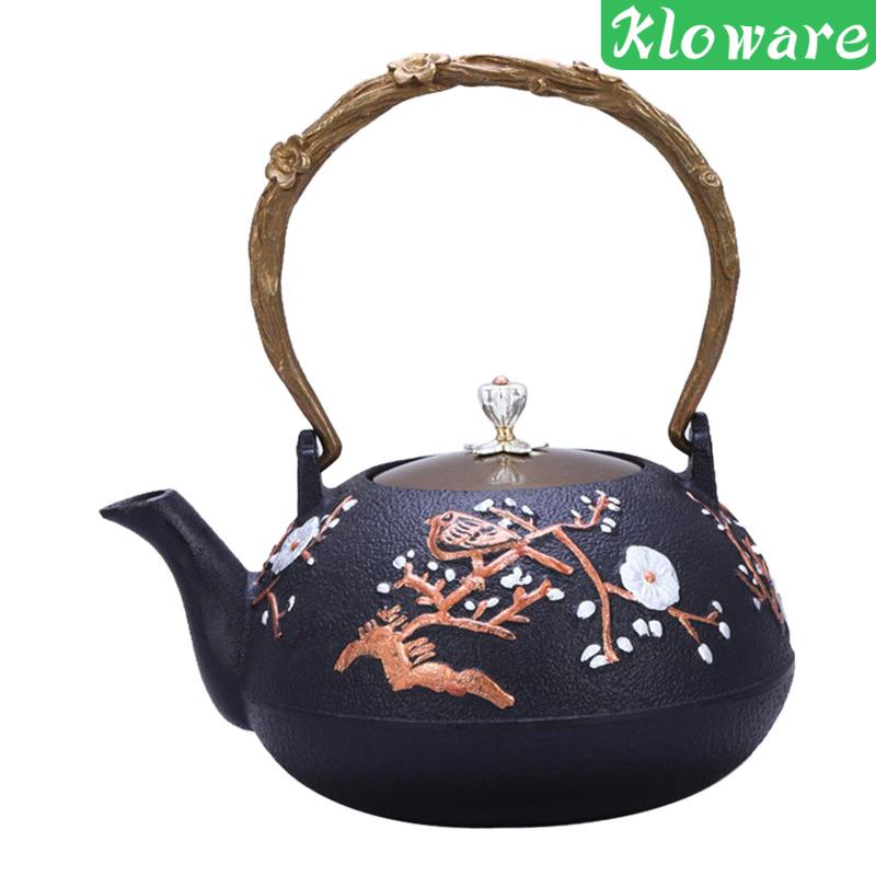 Ấm Trà Bằng Sắt Có Tay Cầm Chống Bỏng Phong Cách Vintage Cho Nhà Bếp