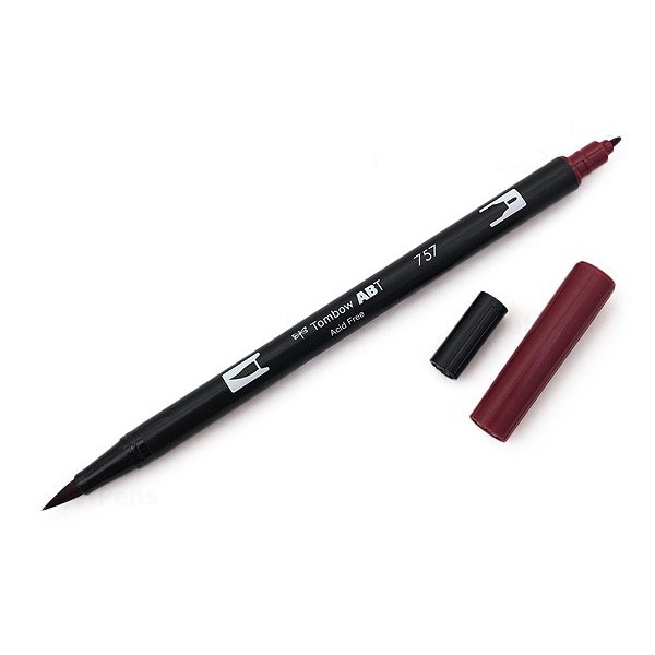 Bút lông cọ hai đầu Tombow ABT Dual Brush Pen - Brush/ Bullet - Port Red (757)