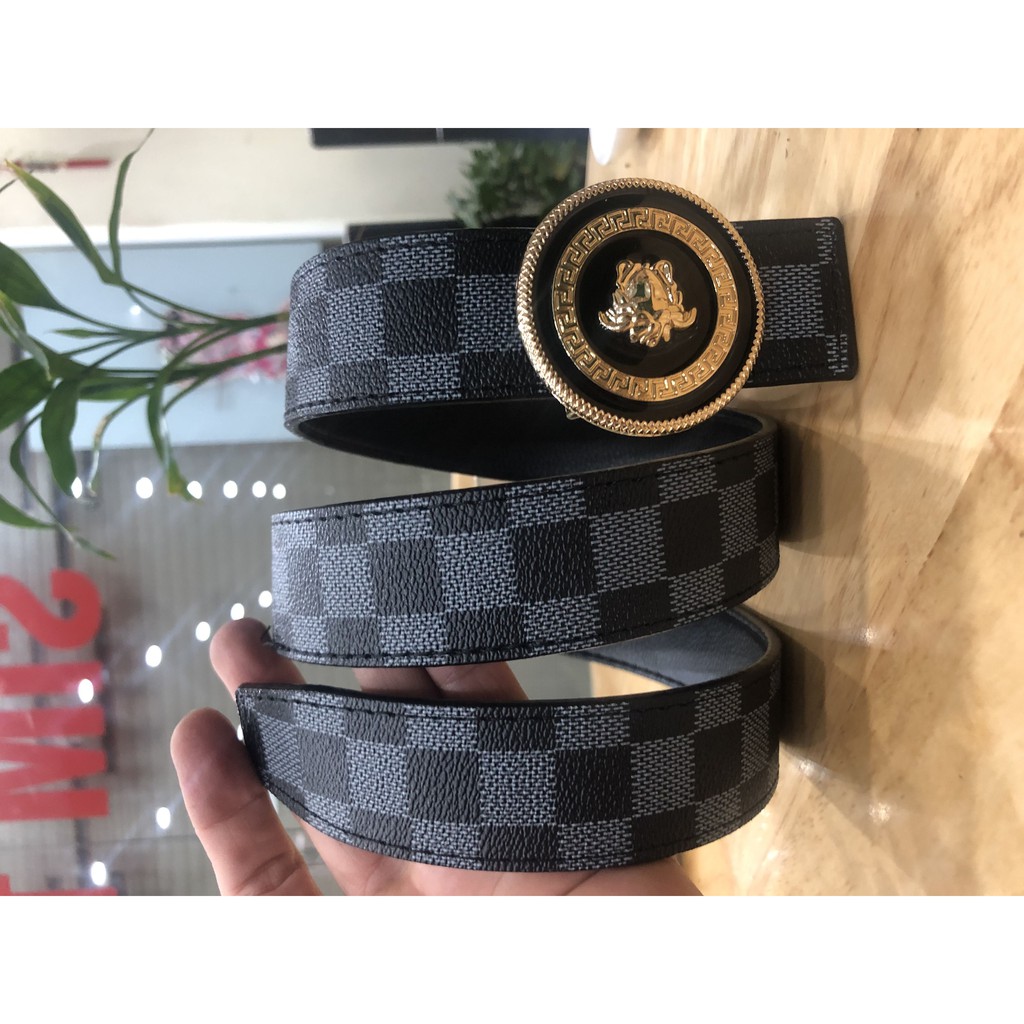 Dây lưng ( Caro đen - mặt VS đen ) Thắt lưng da cao cấp hàng hiệu