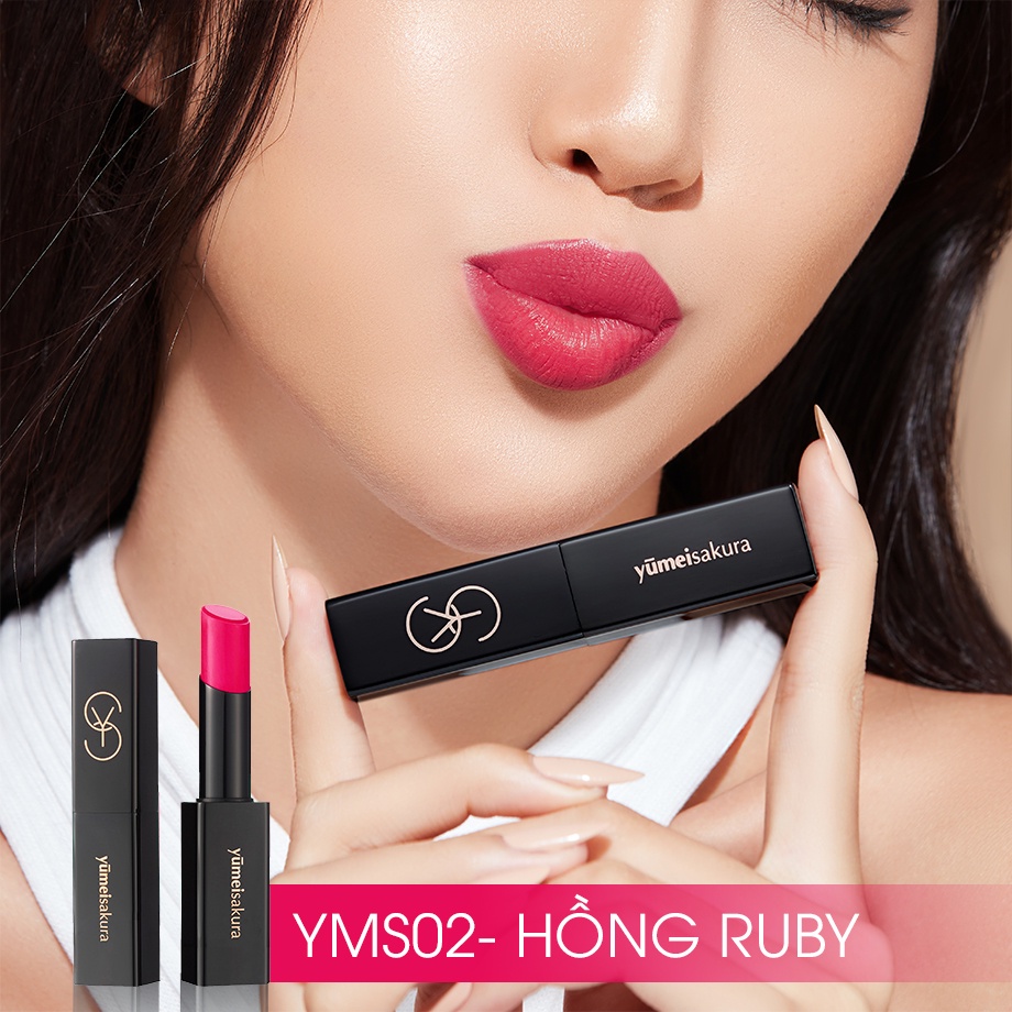 [Hàng mẫu] Son Siêu Dưỡng Khóa Màu Hồng Ruby - YMS02 - Dòng Collagen Boosting Yumeisakura