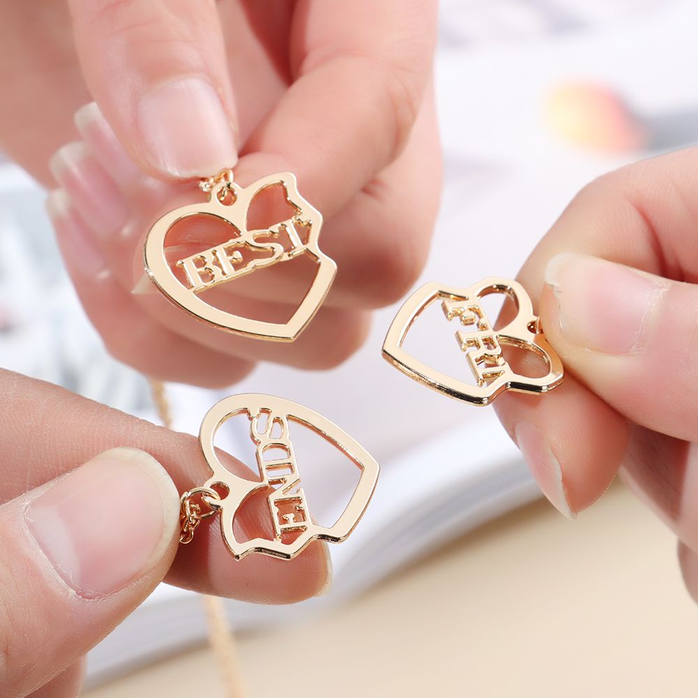 Set 3 Vòng cổ mặt hình trái tim khắc chữ Best Friends thời trang cho cặp đôi