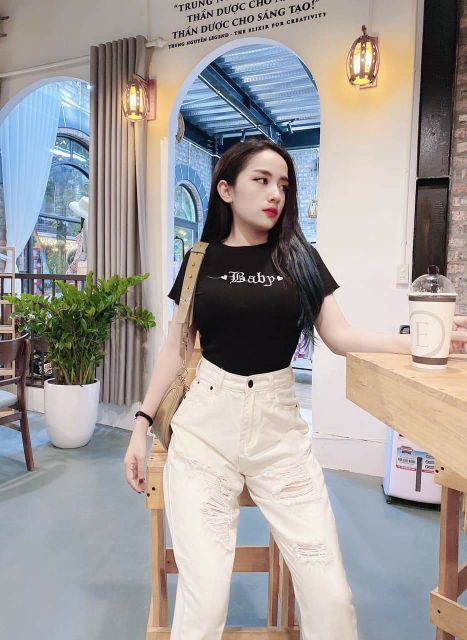 [ Mã WASTAPR giảm 10K đơn 50K] Áo croptop chữ baby thêu hàng hịn | BigBuy360 - bigbuy360.vn