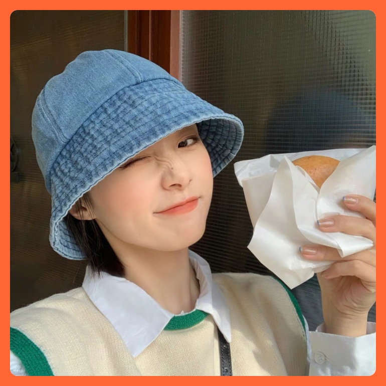 Mũ Bucket vải bò denim trơn cao cấp nón vành nữ phong cách unisex thời trang cá tính giá rẻ
