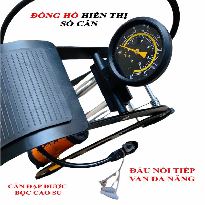 Bơm đạp chân đa năng 2 ống hiệu Kapusi công nghệ Nhật Bản, bơm xe đạp, xe máy, ô tô [CHÍNH HÃNG] bơm chân 2 pitton