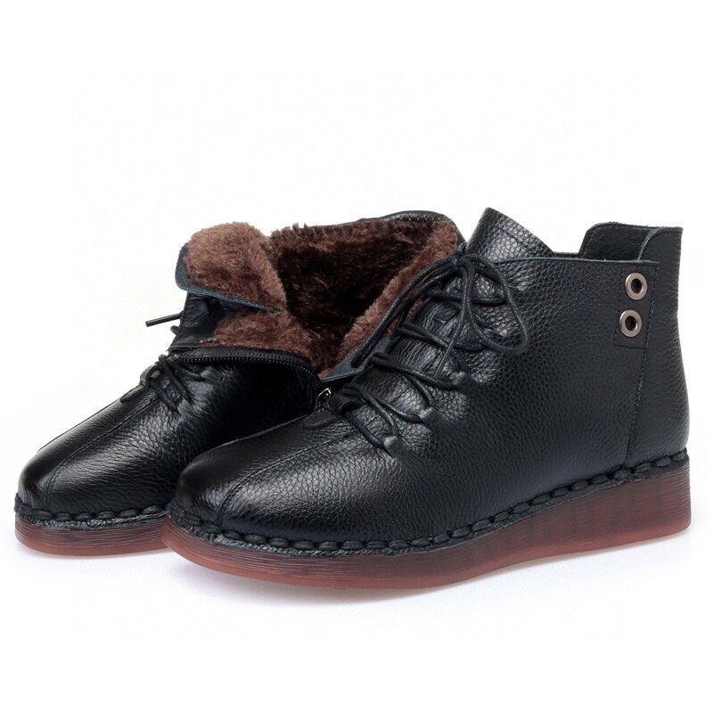 bốt cổ thấp da thật cho lứa tuổi trung niên trong lót lông cực êm chân | BigBuy360 - bigbuy360.vn