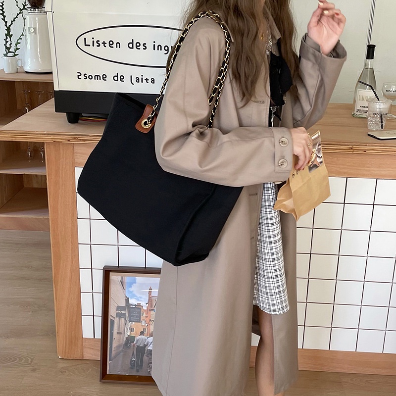 Túi Xách Vải Đeo Một Bên Vai Sức Chứa Lớn Phong Cách Hàn Quốc Đơn Giản Dành Cho Nữ