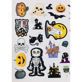 sticker haloween set 30-60 cái ép lụa bóc dán