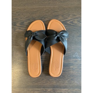 Thanh lý pass new dép quai ngang màu đen phối nơ size 41