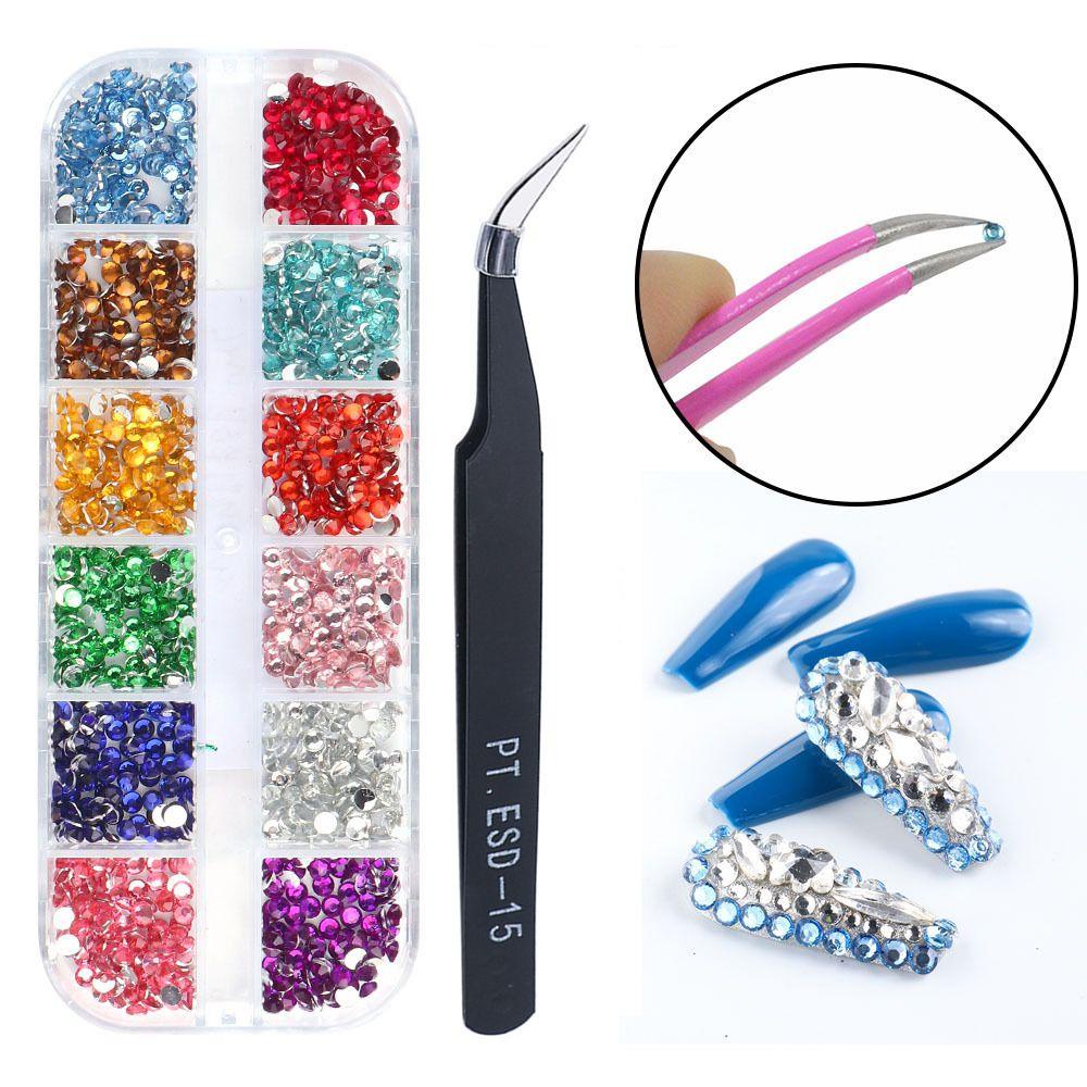 Móng Tay Giả Hình Bản Đồ Đại Dương|Hộp 12 Ngăn Đựng Hạt Cườm Dẹt Nhiều Màu Sắc Trang Trí Điện Thoại / Móng Tay Nghệ Thuật DIY