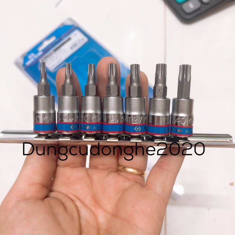 1/4&quot; Bộ Tuýp Lú Đầu Sao Có Lỗ Cao Cấp 7 Chi Tiết Kingtony 2107PR