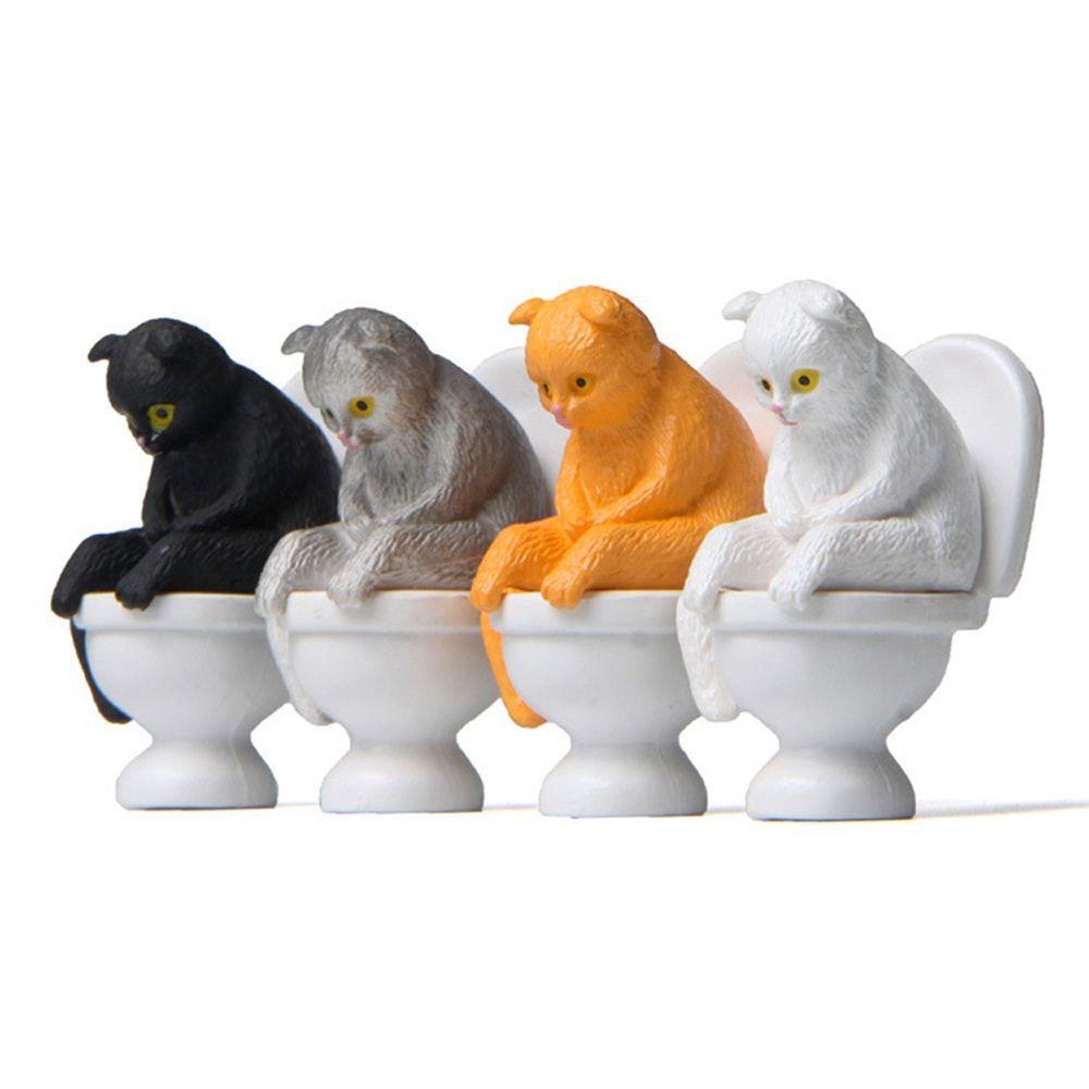 Mô Hình Chú Mèo Ngồi Toilet Bằng PVC Dùng Trang Trí DIY