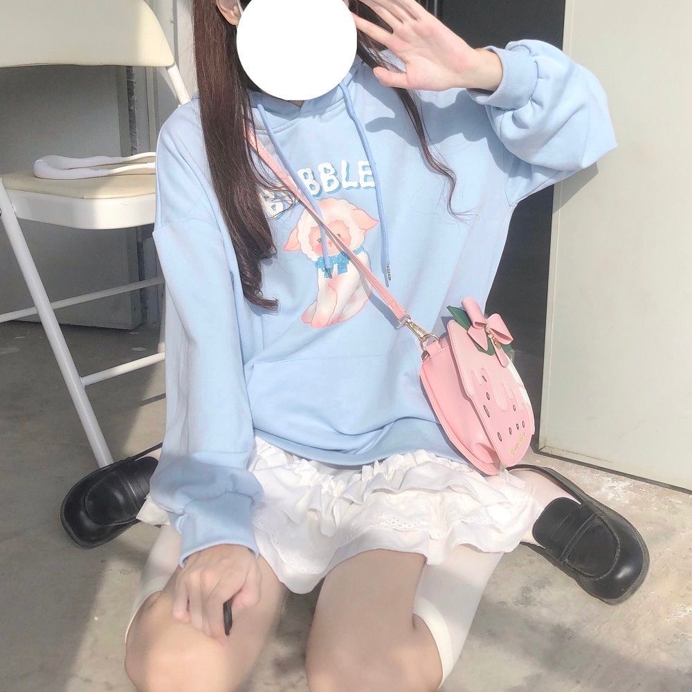 Áo hoodie ZHELIHANGFEI tay dài dáng rộng phong cách Nhật Bản thời trang dành cho nữ