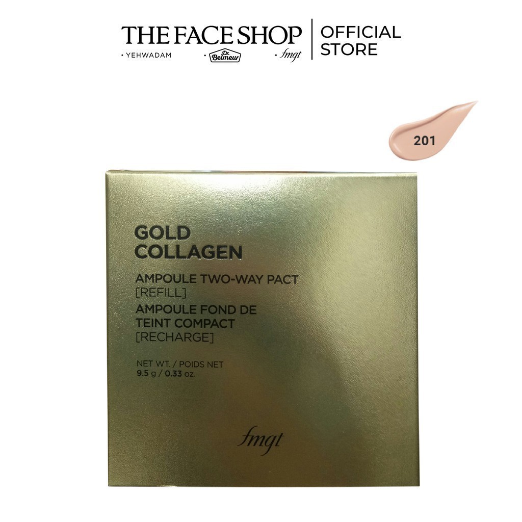 [Mã FMCGMALL - 8% đơn 250K] Lõi Phấn Nền Che Khuyết Điểm TheFaceShop GOLD COLLAGEN AMPOULE SPF30 PA+++ (REFILL) 9.5g