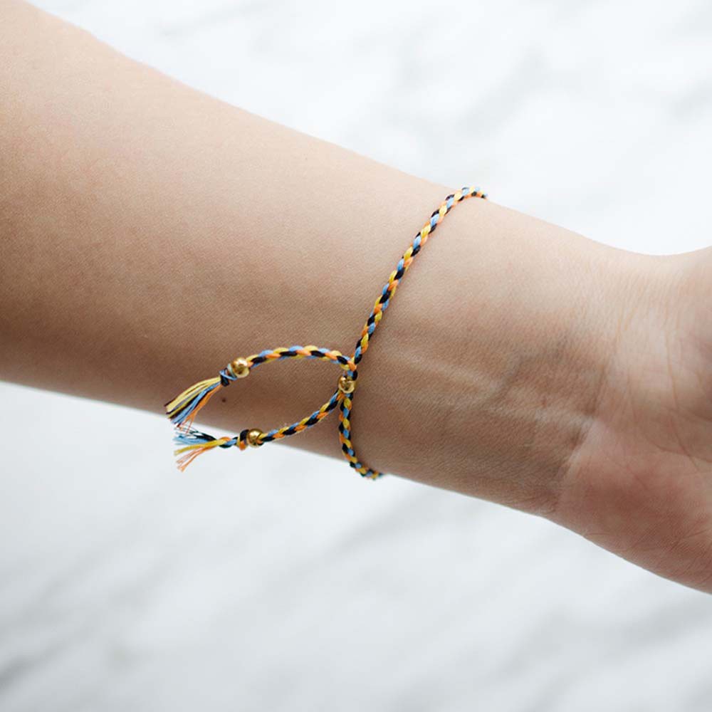 Vòng Tay Bện Sợi Polyester Phối Hạt Đồng Nhiều Màu Thời Trang Bohemia Hàn Quốc Cho Nữ