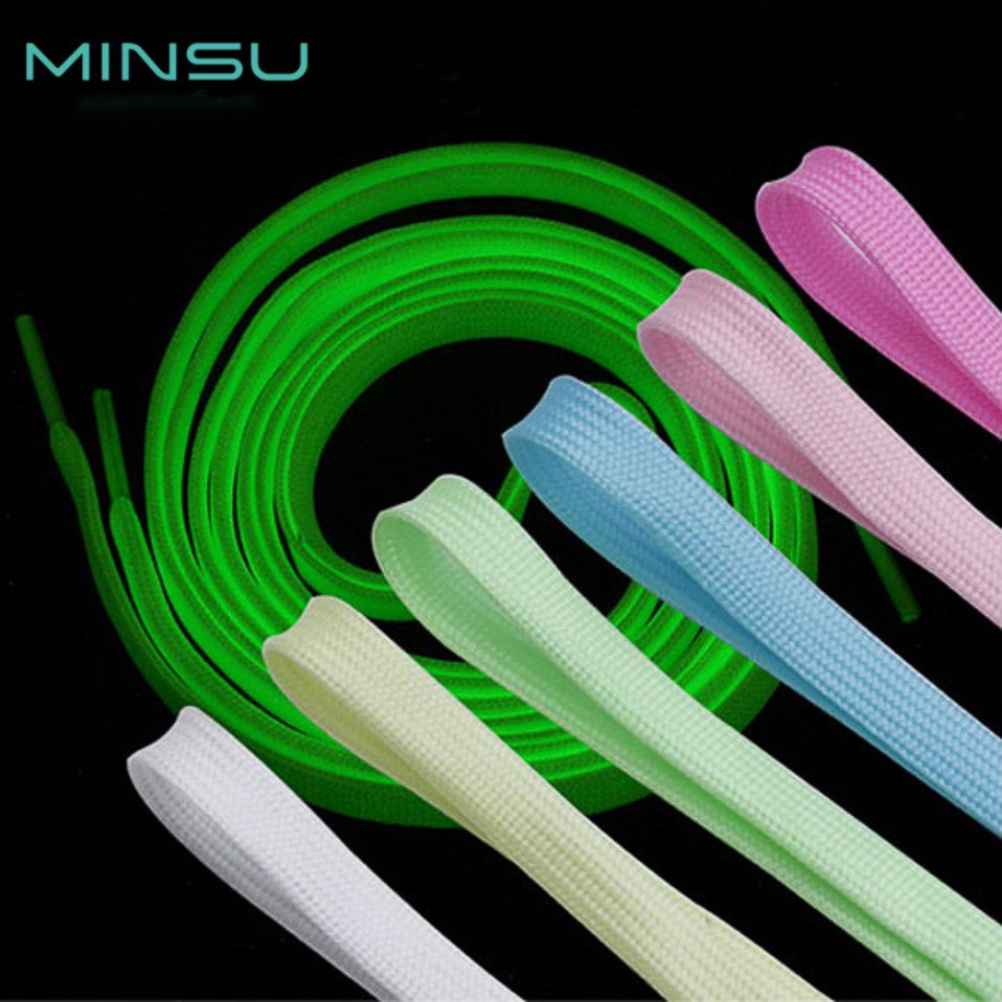 Dây Giày Phát Sáng Dạ Quang Dẹp Cao Cấp Chính Hãng MINSU M1715, Dây Giày Dẹt Thể Thao Dài 1m1 Dùng Cho Giày Nam Nữ