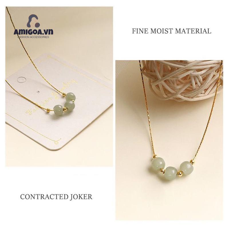 ✨✨Vòng cổ Hạt Ngọc Bích Ba Thế Giới May Mắn Cao Cấp Phong Cách Cổ Điển Sang Trọng Cho Nữ